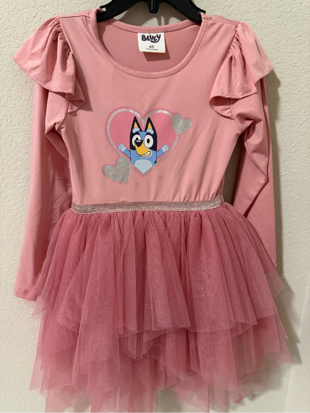Bluey Pink Tulle Heart Dress - Girls